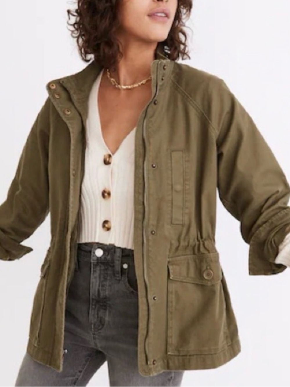 Madewell Northover Utility Jacket Desert Olive Green Size L